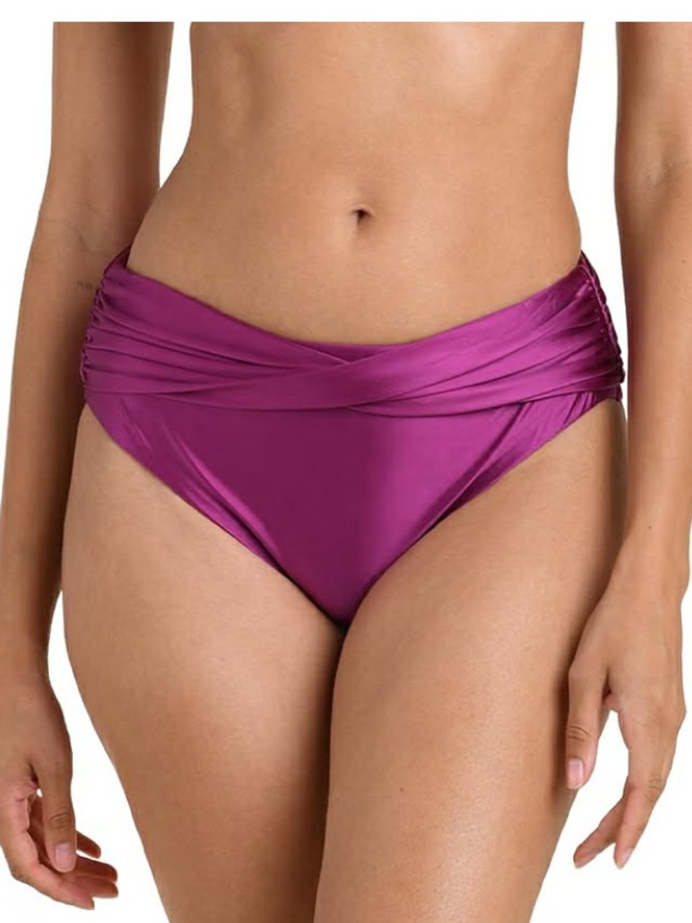 La Blanca Berry//EarthGoddess Mid-Waist Twist Front Bikini Bottom size 8 NWT